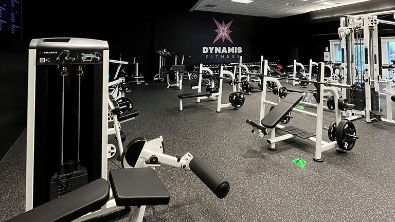 A state-of-the-art fitness center features "sweat" and "strength" group fitness classes.