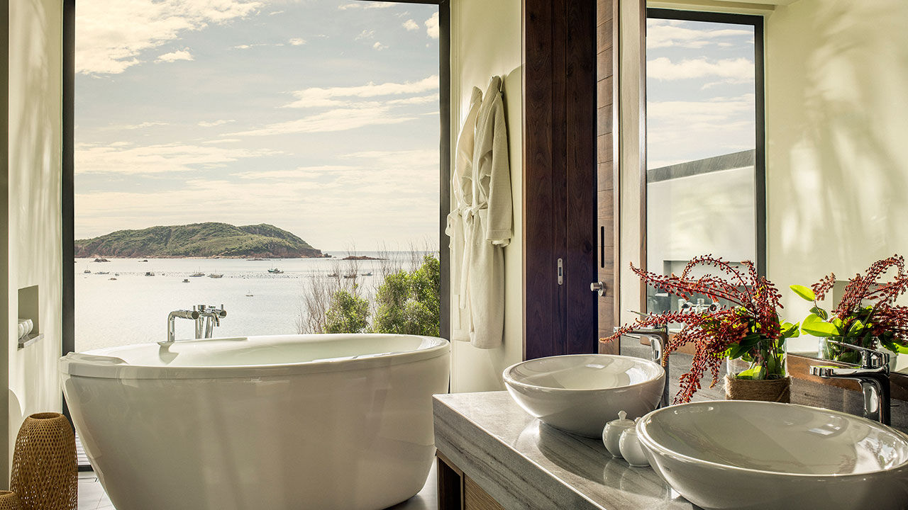 Clients can enjoy coconut-milk soaks in their private baths at Anantara Quy Nhon Villas.