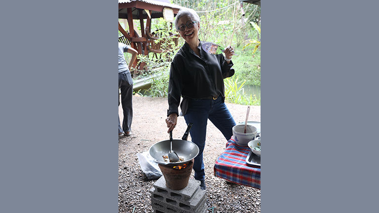 Fam participants enjoyed unique activities including cooking on outdoor woks.