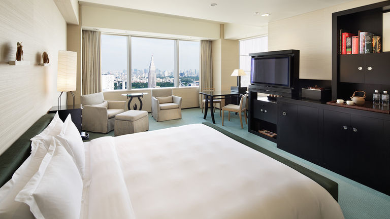 Park Hyatt Tokyo has a wide range of room categories; pictured here is a 592-square-foot Park Deluxe King guestroom.