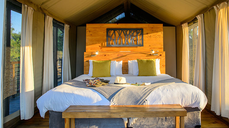 Tented accommodations feature a number of amenities to make guests comfortable.