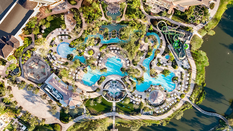 The JW Marriott offers an extensive waterpark for guests.